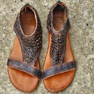 BED|STU Brown Leather Sandals with Intricate Cutouts